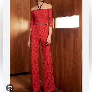 Alexis Joaquin Off The Shoulder Lace Eyelet Jumpsuit